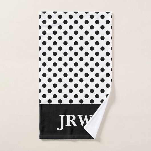Aangepaste monogram zwarte en witte doekdoekset bad handdoek (Handdoek)