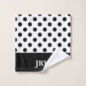 Aangepaste monogram zwarte en witte doekdoekset bad handdoek (Wasdoekje)