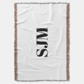 Aangepaste monogram zwarte witte initialen deken (Voorkant Verticaal)