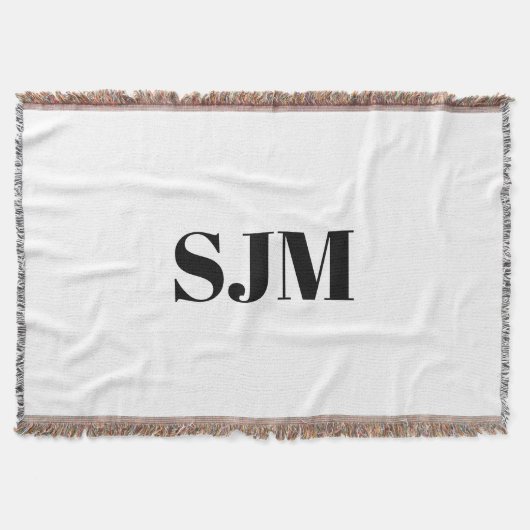 Aangepaste monogram zwarte witte initialen deken (Voorkant)