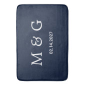 Aangepaste Monogramdatum Navy Blauwe Stijlvolle Badmat (Voorkant Verticaal)