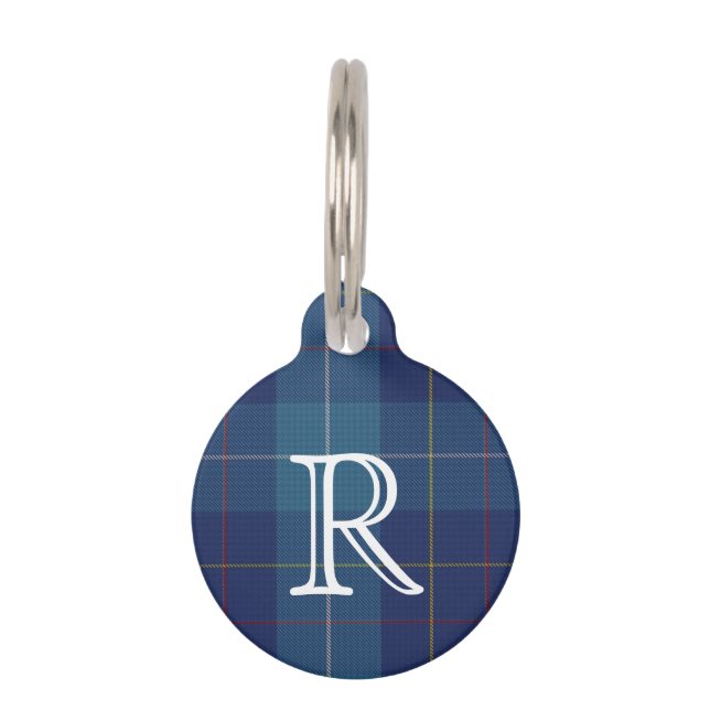Aangepaste Monogramed MacKerrell Plaid Dog Label Huisdierpenning (Voorkant)