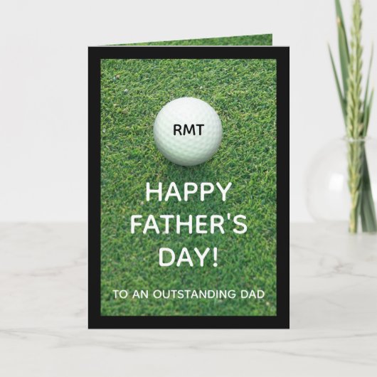 Aangepaste Monogrammed Fathers Day Golf Wenskaart Kaart (Voorkant)