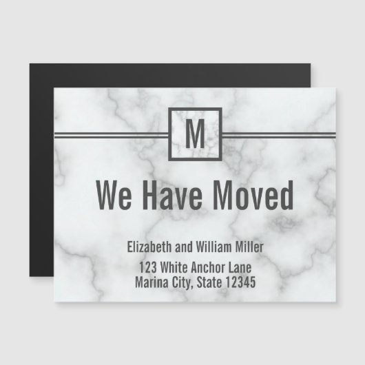 Aangepaste monogrammed Faux Marble Moving Announge (Voorkant / Achterkant)