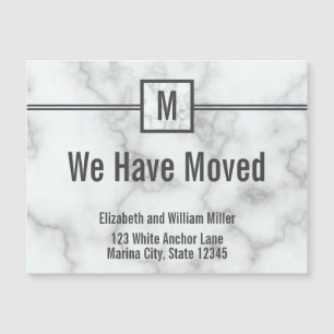 Aangepaste monogrammed Faux Marble Moving Announge