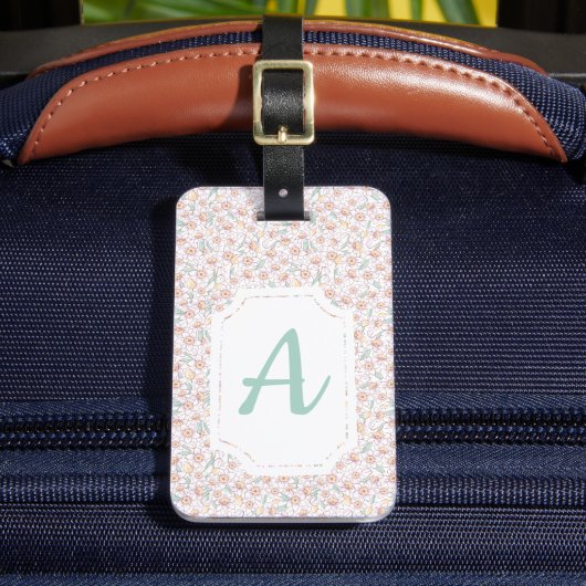 Aangepaste monogrammed Floral Bagagelabel (Voorkant Insitu 2)