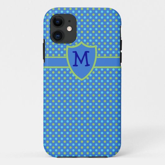 Aangepaste monogrammed iPhone 5s Case Blue Polka D (Achterkant)