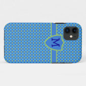 Aangepaste monogrammed iPhone 5s Case Blue Polka D (Achterkant (horizontaal))