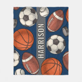 Aangepaste Monogrammed Marine Blauwe Sport Fleece Deken (Voorkant)