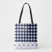 Aangepaste Monogrammed Navy Blue Geruit Tas (Voorkant)