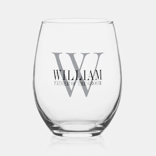 Aangepaste Monogrammed Vader van de Bruidegom Wijnglas Zonder Voet