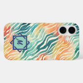 Aangepaste Monogrammed Waterverf Artistic Pattern Case-Mate iPhone Case (Achterkant (horizontaal))