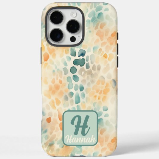 Aangepaste monogrammed waterverf blauw groen geel Case-Mate iPhone case (Achterkant)