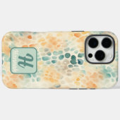 Aangepaste monogrammed waterverf blauw groen geel Case-Mate iPhone case (Achterkant (horizontaal))