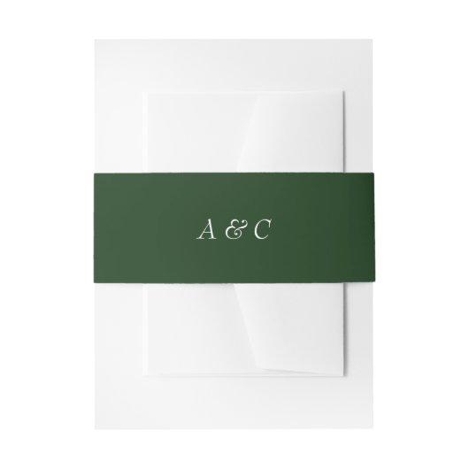 Aangepaste Monogrammed Witte Tekst Groene Bruiloft Uitnodigingen Wikkel (Voorkant Voorbeeld)