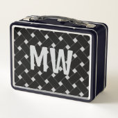 Aangepaste Monogrammed Zwart en Wit Geweven Patroo (Achterkant)