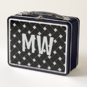 Aangepaste Monogrammed Zwart en Wit Geweven Patroo (Voorkant)
