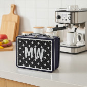 Aangepaste Monogrammed Zwart en Wit Geweven Patroo