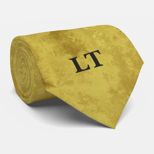 Aangepaste monogrammen Faux Gold Texture Stropdas (Opgerold)