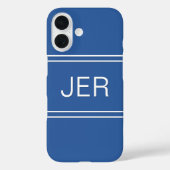 Aangepaste monogrammen Initialen Moderne Blauwe Sj Case-Mate iPhone Case (Achterkant)