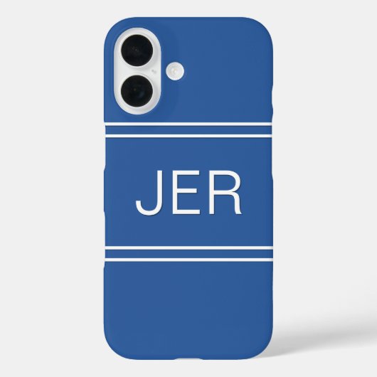 Aangepaste monogrammen Initialen Moderne Blauwe Sj Case-Mate iPhone Case (Achterkant)