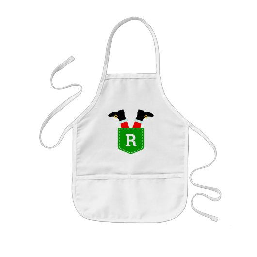 Aangepaste monogrammen kerstkerstman in Schort met (Voorkant)
