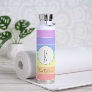 Aangepaste monogrammen pasta-regenboogkleurige str waterfles