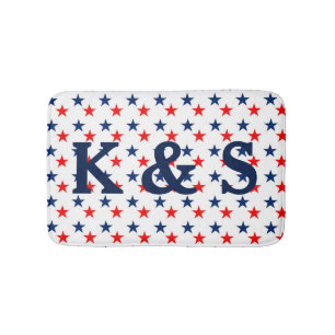 Aangepaste monogrammen patriottische rode en blauw badmat