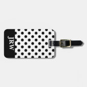 Aangepaste monogrammen zwarte en witte pooldot bagagelabel (Voorkant horizontaal)