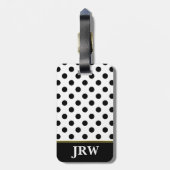 Aangepaste monogrammen zwarte en witte pooldot bagagelabel (Achterkant verticaal)