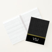 Aangepaste monogrammen zwarte en witte pooldot notitieboek (Binnen)