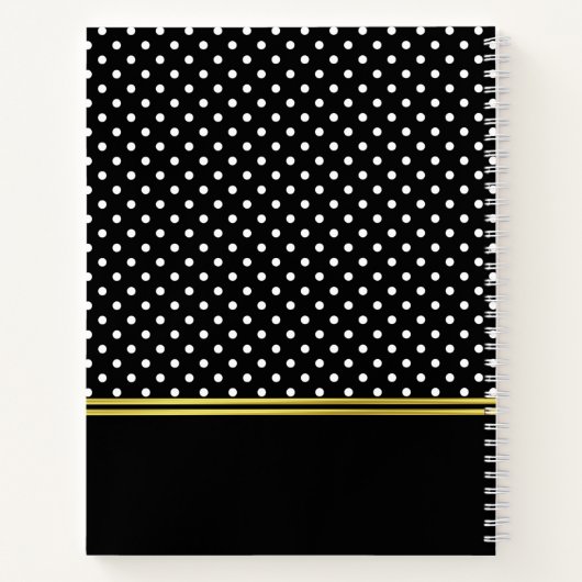 Aangepaste monogrammen zwarte en witte pooldot notitieboek (Achterkant)
