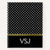 Aangepaste monogrammen zwarte en witte pooldot notitieboek (Voorkant)