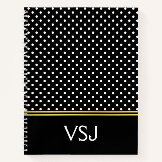 Aangepaste monogrammen zwarte en witte pooldot notitieboek (Voorkant)