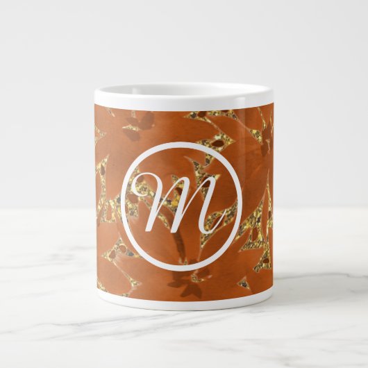 Aangepaste monogrammus Gold Sparkle Extra Grote Beker (Voorkant)
