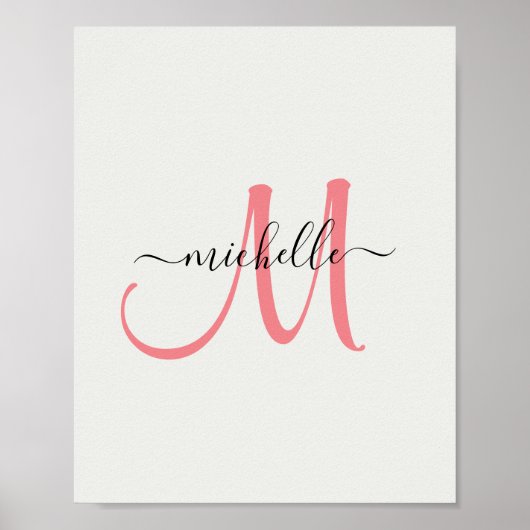 Aangepaste monogramnaam afdrukken | Chique 8 "x10" Poster (Voorkant)
