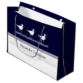Aangepaste monogramnaam Navy Blue Sandpiper Bird Groot Cadeauzakje (Voorkant Gekanteld)
