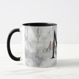 Aangepaste monogramnaam realistisch ontwerp in wit mok