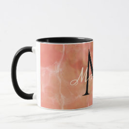 Aangepaste monogramnaam realistisch ontwerp in wit mok