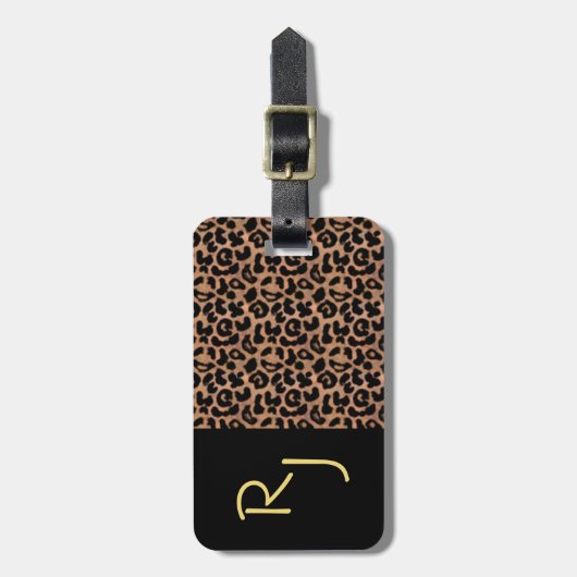 Aangepaste monongrammen van het Leopard Pattern Bagagelabel (Voorkant verticaal)
