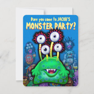 Aangepaste Monster Halloween Party-uitnodiging - B