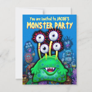 Aangepaste Monster Halloween Party-uitnodiging - B