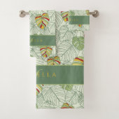 Aangepaste monstera laat Oerwoud handdoekset verla Bad Handdoek (Insitu)