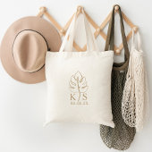 Aangepaste Monstera Monogram Bruiloft Logo Tote Bag