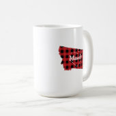Aangepaste Montana Home State Buffel Plaid Kerstmi Koffiemok (Voorkant rechts)