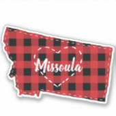 Aangepaste Montana Home State Buffel Plaid Kerstmi Sticker (Voorkant)