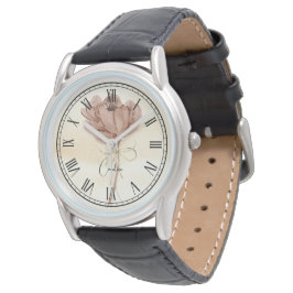 Aangepaste mooie aardse bloemenachtergrond Modern Horloge