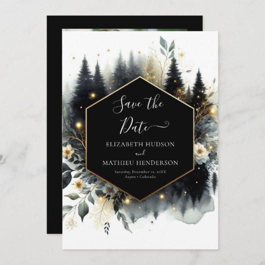 Aangepaste mooie betoverde bos bruiloft save the date (Voorkant / Achterkant)