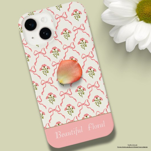 Aangepaste mooie bloemen Roze achtergrond modern iPhone Hoesje