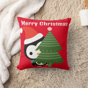 Aangepaste Mooie Kerstpinguïn Kinderen Worp Kussen